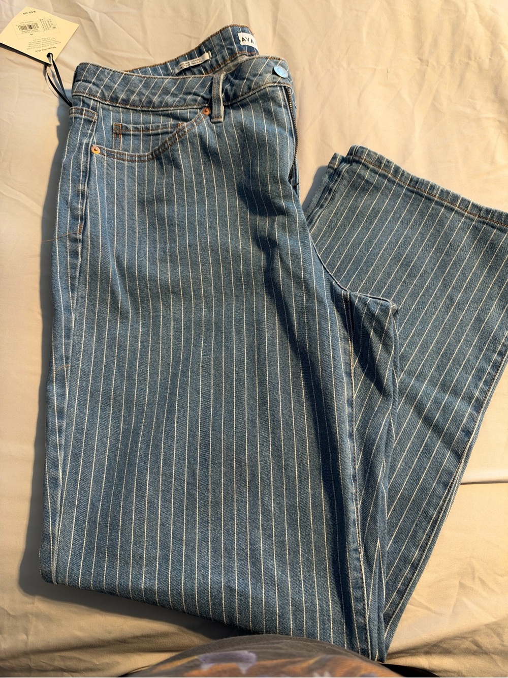 Ava & Viv Blue Pinstripe Straight-Leg Jeans